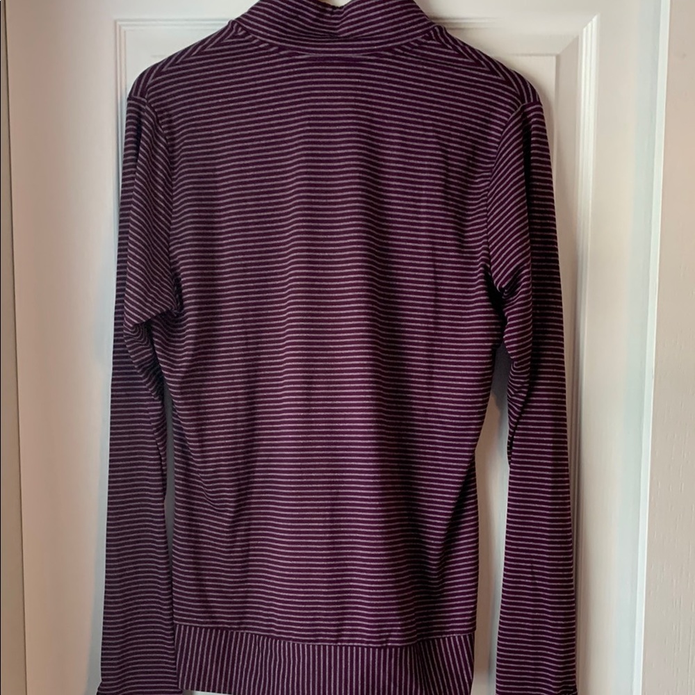 Adidas Striped Purple Long Sleeve 1/4 zip Top - Picture 3 of 4